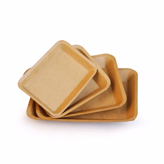 과일 야채 사탕을 위한 100% 목재 펄프 일회용 브라운 크래프트 종이 트레이